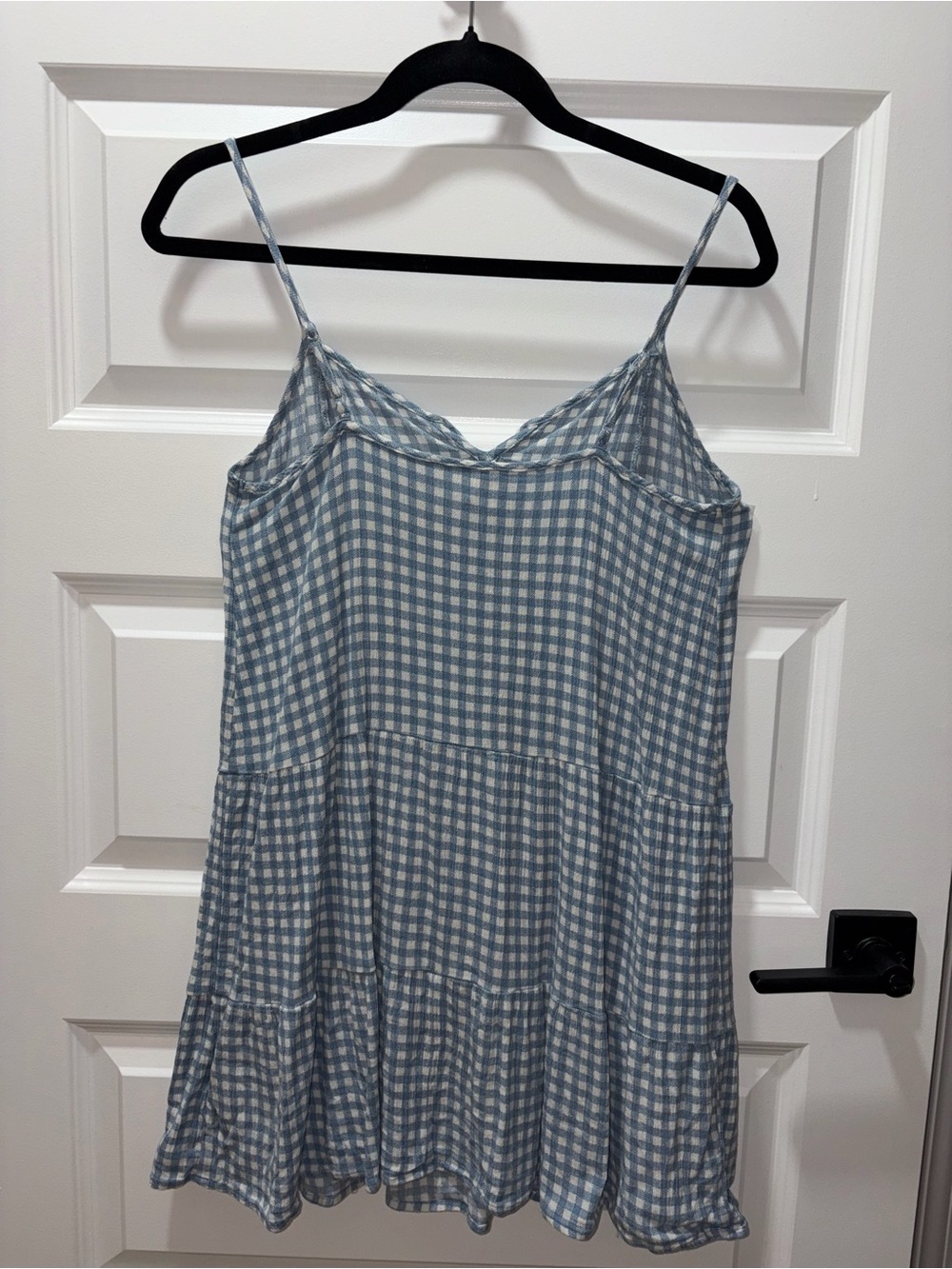 Blue Gingham Spaghetti Strap Sundress French Grey Large - Picture 3 of 6